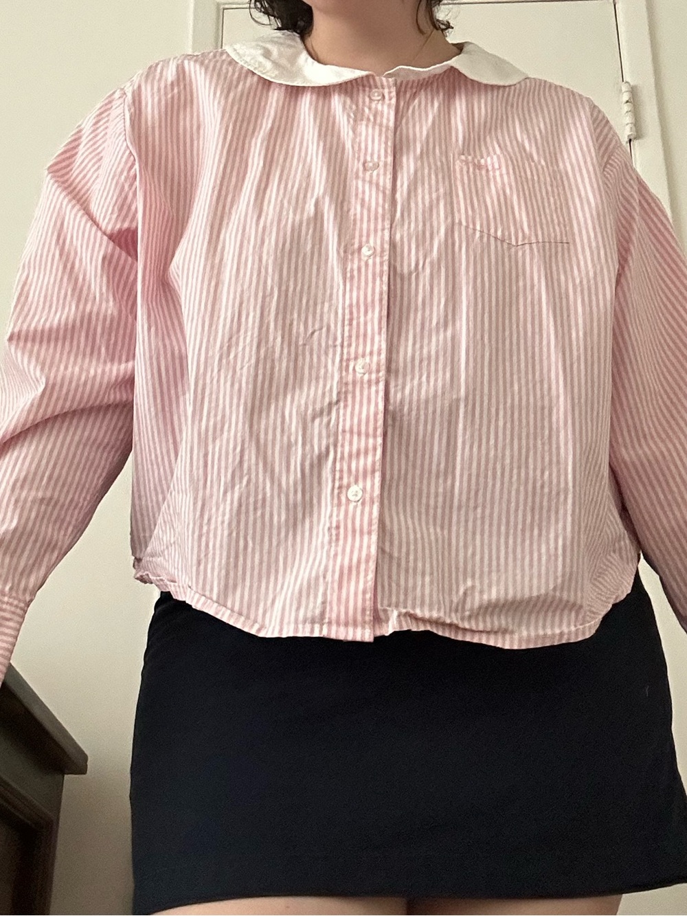 Sandy Liang x Gap Pink Stripe Button-Up Shirt with Peter Pan Collar